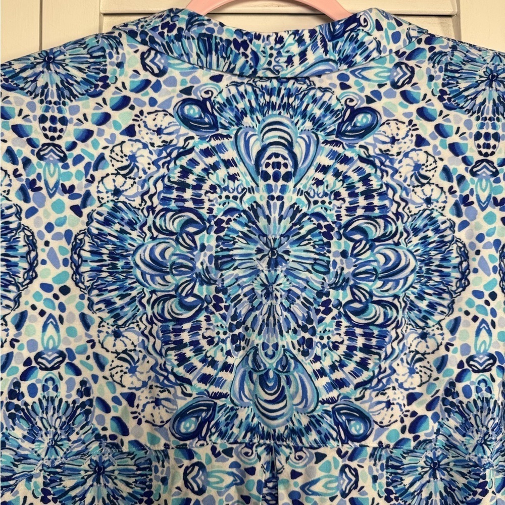 Lilly Pulitzer Women’s Lillith Tunic Blue White Dress “Call My Shell Phone” Med - Picture 7 of 9
